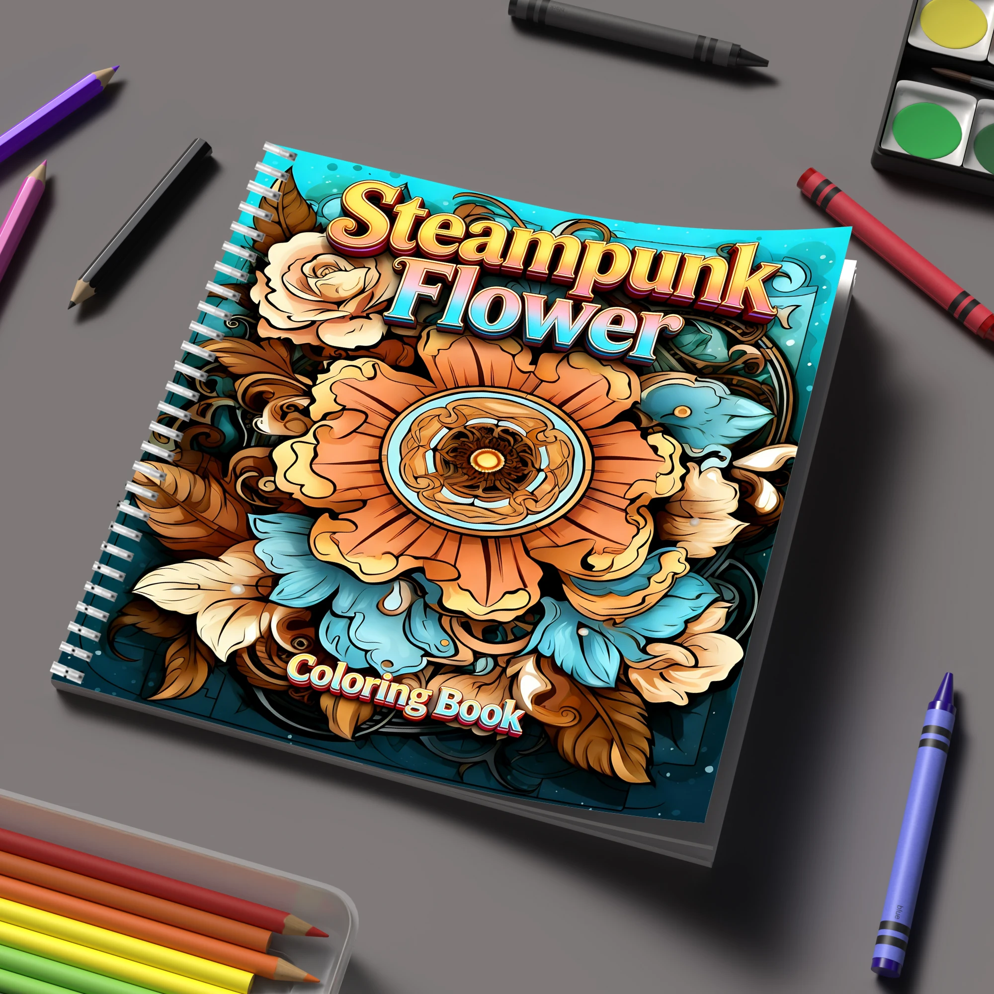 Flower Supplies - Libro da colorare Fiori Steampunk per