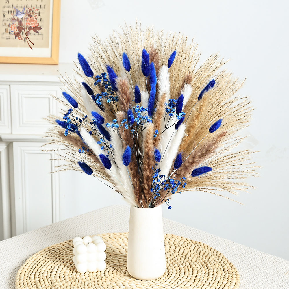 70 steli blu soffice coda di c - Dried Flower Bunch recensione e prezzo
